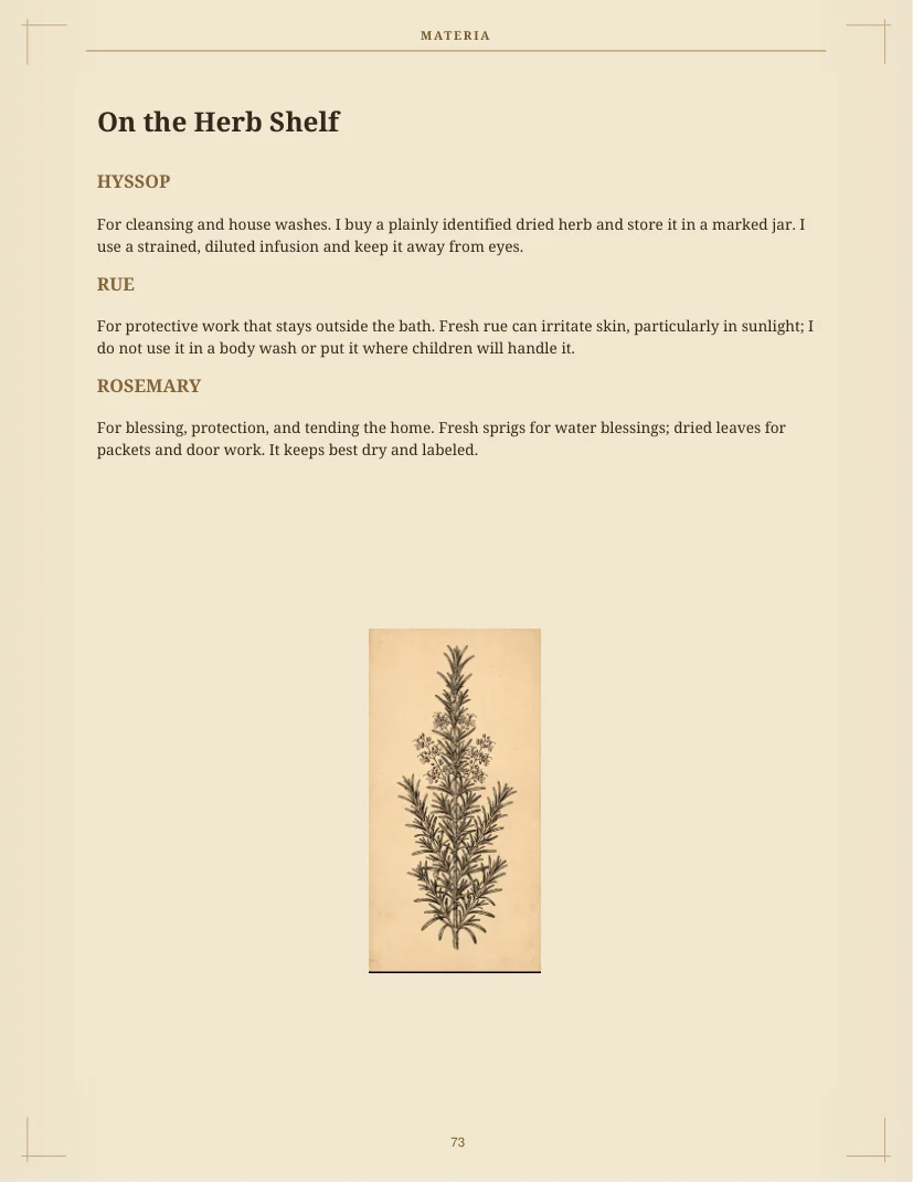 Actual materia reference page discussing traditional herbs and their uses