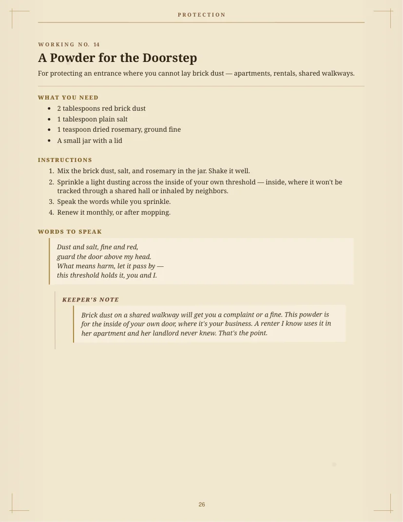 Actual protection working page from the grimoire